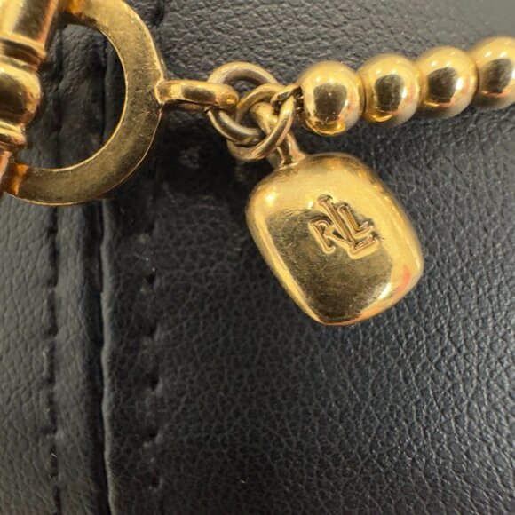 Vtg Lauren Ralph Lauren RL Gold Tone Metal Bead Ball Toggle Necklace - Picture 4 of 7